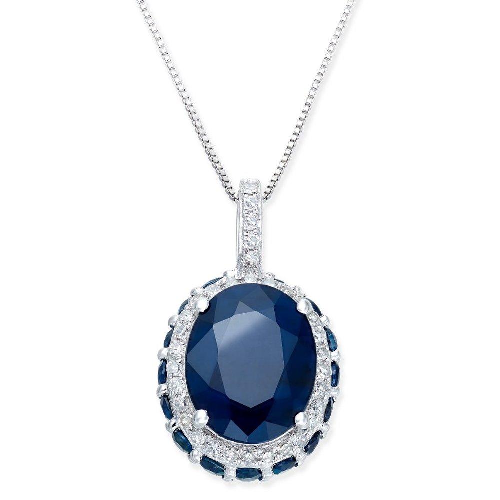 Sapphire Pendant Necklace White Gold
